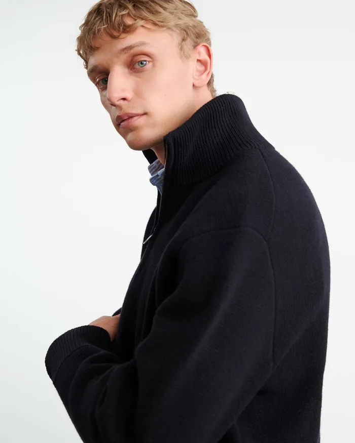 Men Sweaters Nili Lotan AXEL SWEATER Dark Navy