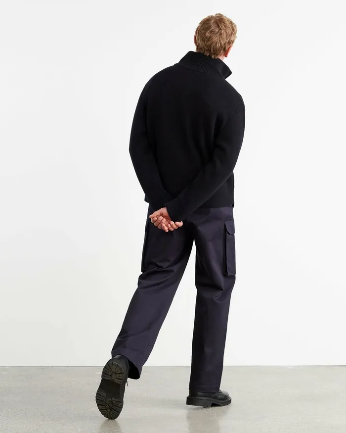 Men Sweaters Nili Lotan AXEL SWEATER Dark Navy