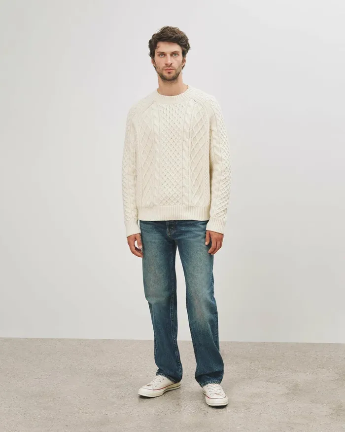 Men Sweaters Nili Lotan CARRAN SWEATER Ivory