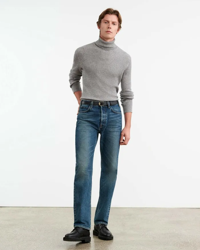 Men Sweaters Nili Lotan COLE CASHMERE TURTLENECK SWEATER Heather Grey