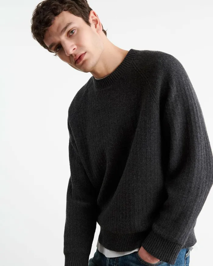 Men Sweaters Nili Lotan KADIR SWEATER Charcoal Melange