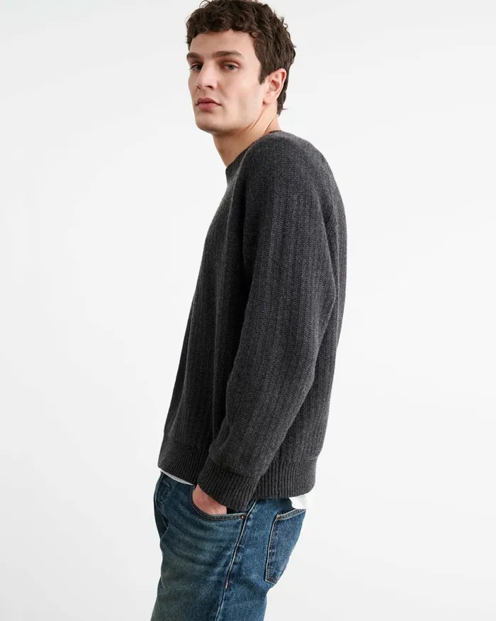 Men Sweaters Nili Lotan KADIR SWEATER Charcoal Melange
