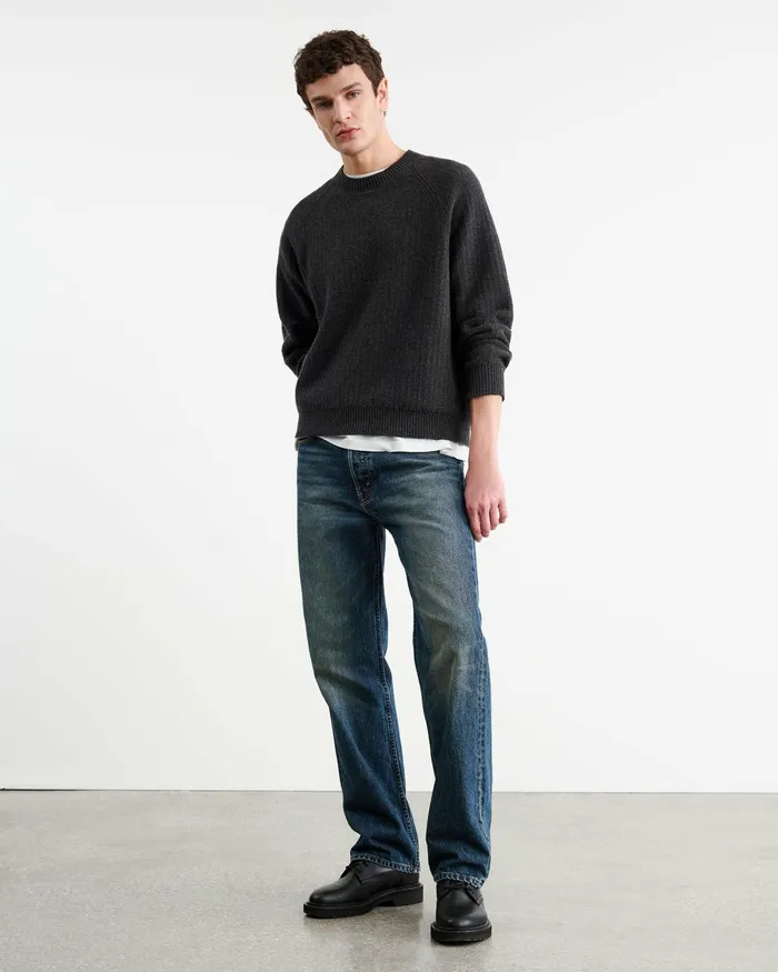 Men Sweaters Nili Lotan KADIR SWEATER Charcoal Melange
