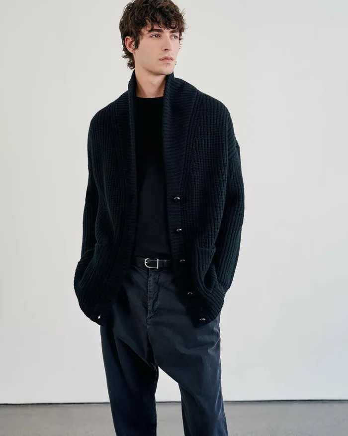 Men Sweaters Nili Lotan SOMAC CASHMERE CARDIGAN Black