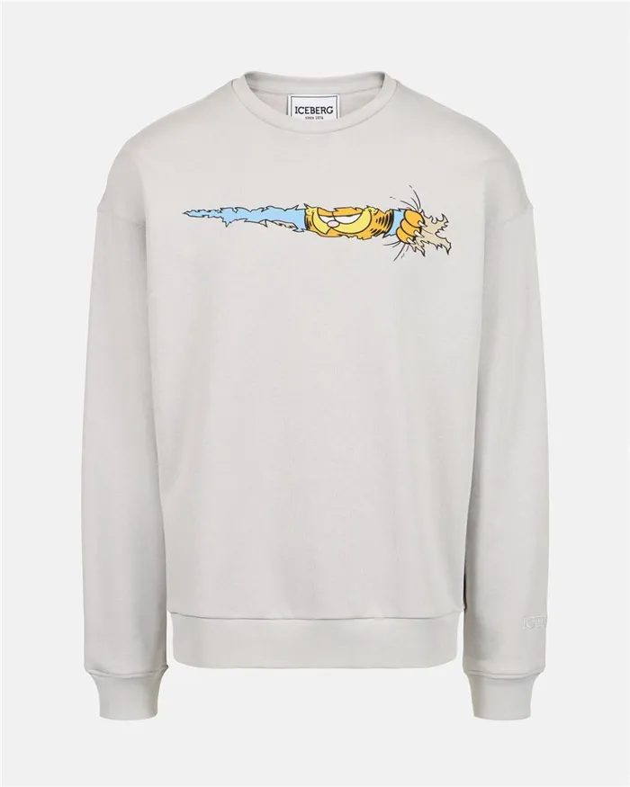 Men SWEATSHIRTS Iceberg Crewneck Sweatshirt With Garfield Print Men SWEATSHIRTS Iceberg Crewneck Sweatshirt With Garfield Print