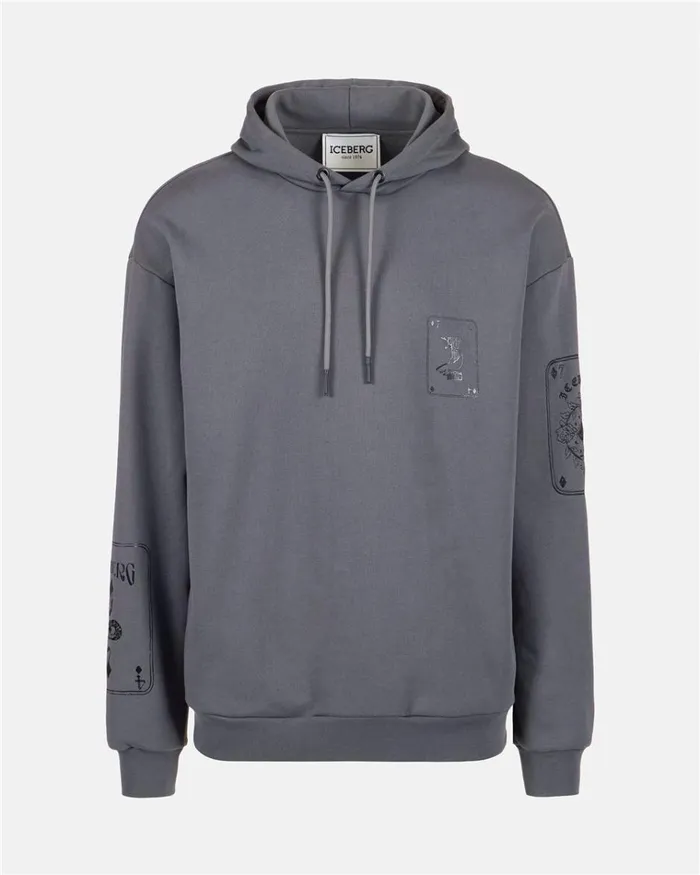 Men SWEATSHIRTS Iceberg Gray Hoodie Men SWEATSHIRTS Iceberg Gray Hoodie