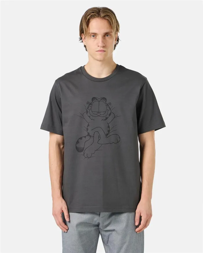 Men TSHIRTS AND POLO Iceberg Grey Cotton Jersey Tshirt With Lazy Garfield Print Men TSHIRTS AND POLO Iceberg Grey Cotton Jersey Tshirt With Lazy Garfield Print