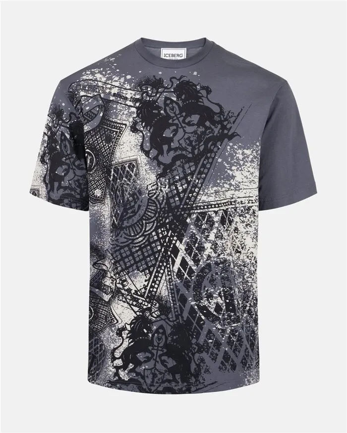 Men TSHIRTS AND POLO Iceberg Tshirt With Allover Discharged Cards Men TSHIRTS AND POLO Iceberg Tshirt With Allover Discharged Cards