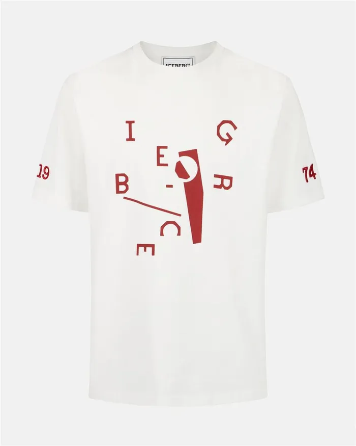 Men TSHIRTS AND POLO Iceberg Tshirt With Iceberg Lettering Print Detail