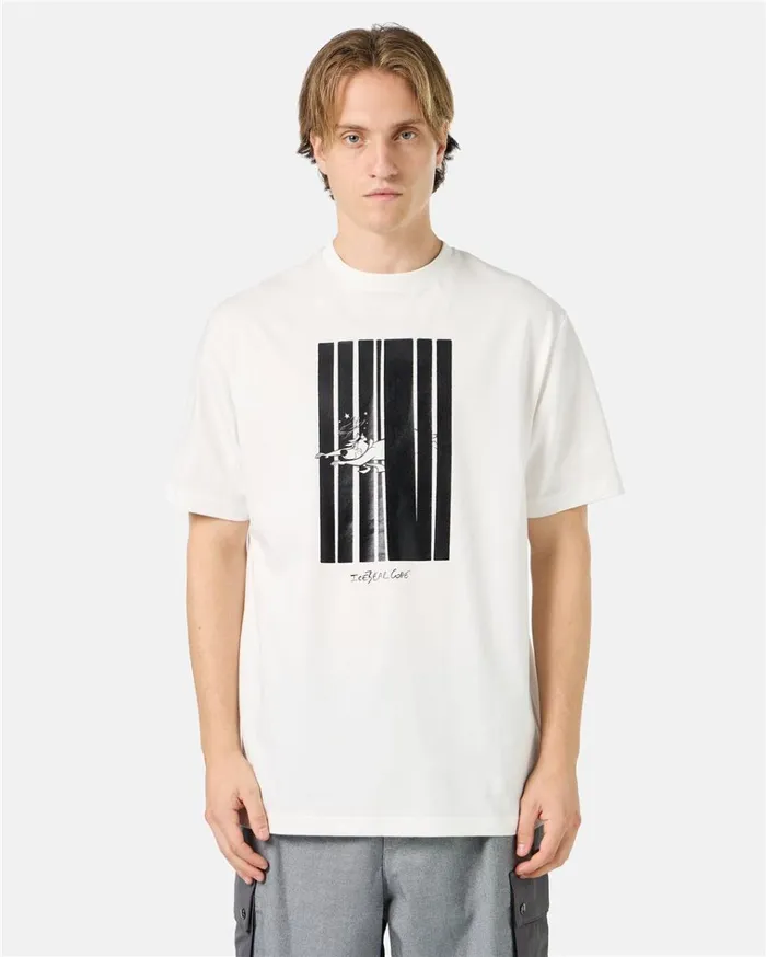 Men TSHIRTS AND POLO Iceberg White Cotton Jersey Tshirt With Icebergcode Print Men TSHIRTS AND POLO Iceberg White Cotton Jersey Tshirt With Icebergcode Print