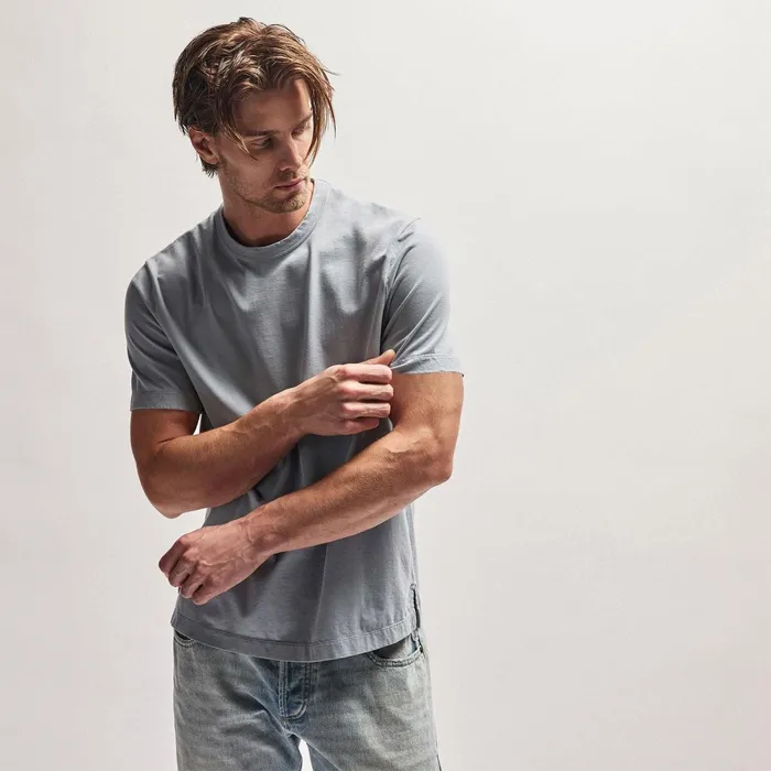 Men TShirts James Perse Heavy Luxe Jersey Crew Bluestone