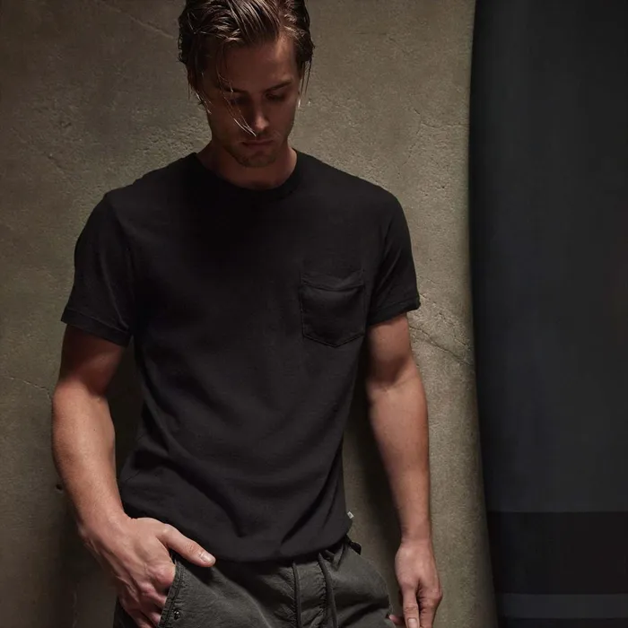 Men TShirts James Perse Lightweight Jersey Pocket Tee Black
