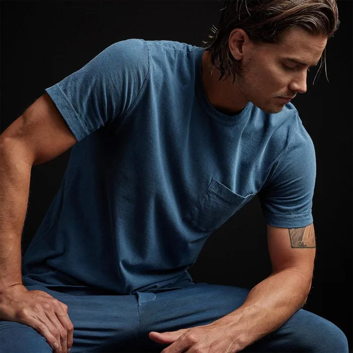 Men TShirts James Perse Lightweight Jersey Pocket Tee Lake Pigment