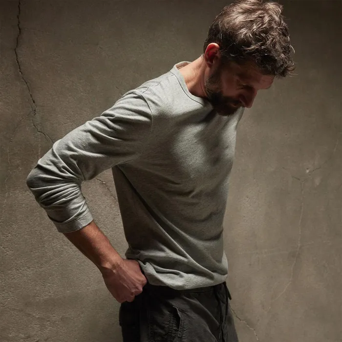 Men TShirts James Perse Long Sleeve Crew Neck Heather Grey