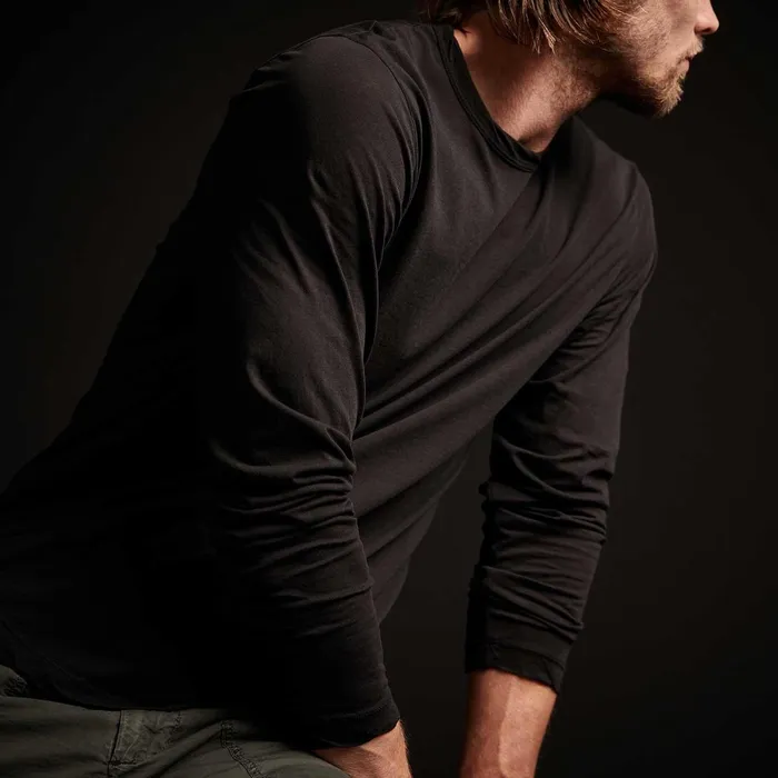 Men TShirts James Perse Shirttail Hem Crew Black