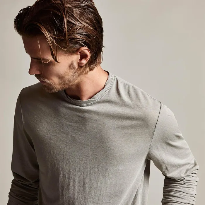 Men TShirts James Perse Shirttail Hem Crew Dapple Pigment
