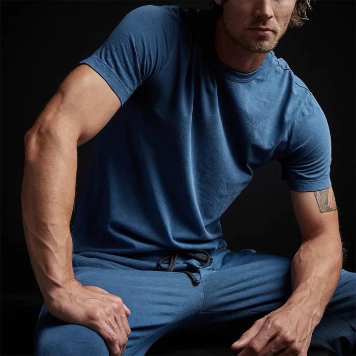 Men TShirts James Perse Short Sleeve Crew Neck Lake Pigment