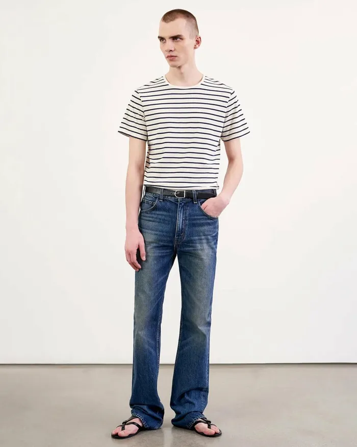 Men Tees Nili Lotan PIERRE TEE Navyivory Stripe