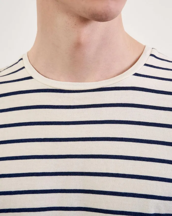 Men Tees Nili Lotan PIERRE TEE Navyivory Stripe