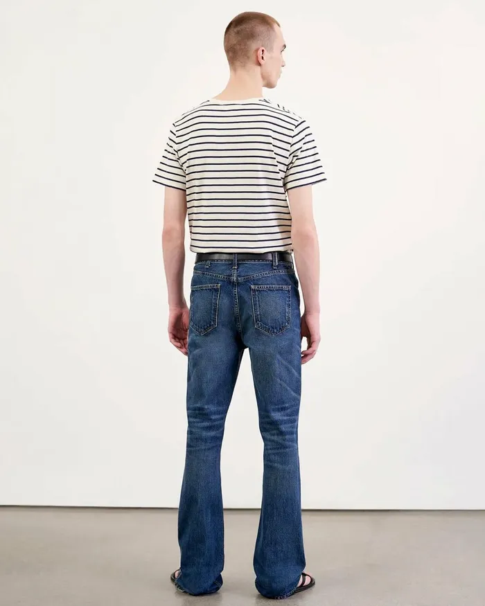 Men Tees Nili Lotan PIERRE TEE Navyivory Stripe