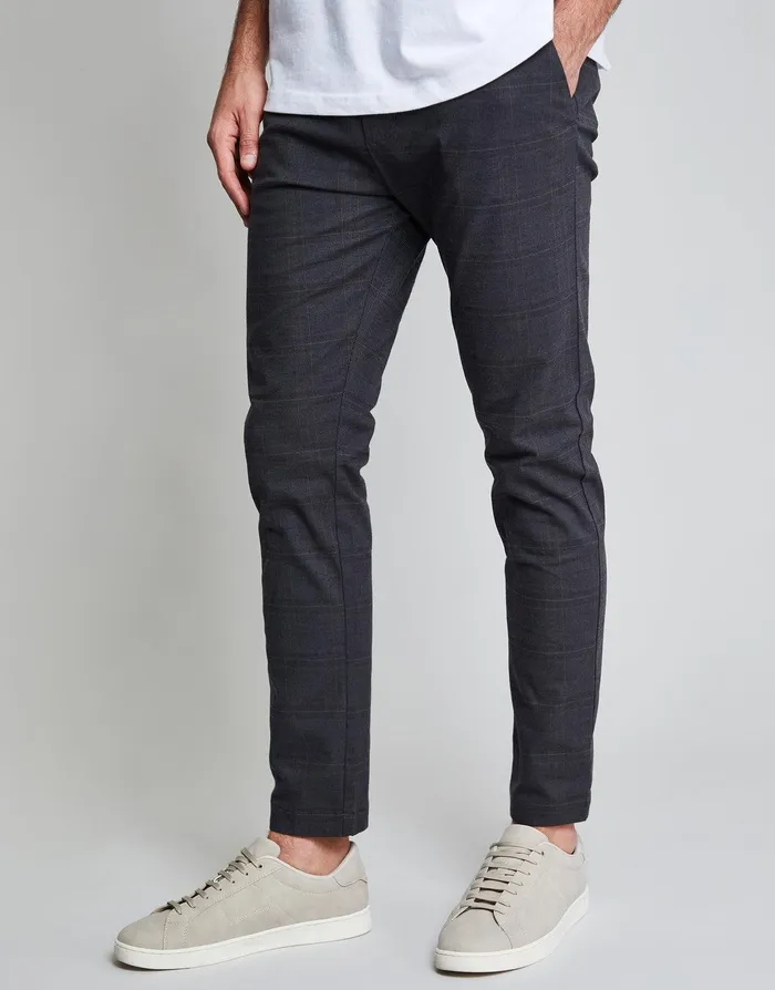 Men Threadbare Luxe Black Check Stretch Chino Trousers Black Threadbare Trousers and Cargos Men Threadbare Luxe Black Check Stretch Chino Trousers Black Threadbare Trousers and Cargos