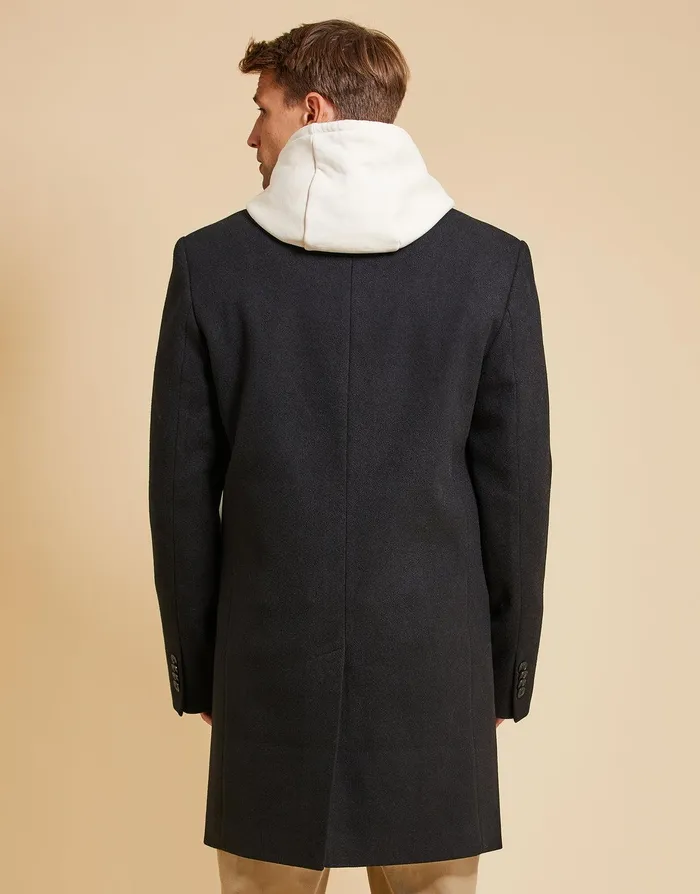 Men Threadbare Luxe Black Tailored Coat Black Threadbare Jacket and Coats