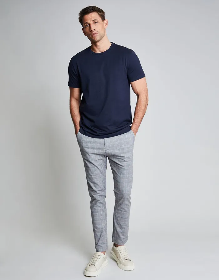Men Threadbare Luxe Grey Check Stretch Chino Trousers Grey Threadbare Trousers and Cargos Men Threadbare Luxe Grey Check Stretch Chino Trousers Grey Threadbare Trousers and Cargos