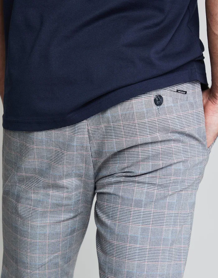 Men Threadbare Luxe Grey Check Stretch Chino Trousers Grey Threadbare Trousers and Cargos Men Threadbare Luxe Grey Check Stretch Chino Trousers Grey Threadbare Trousers and Cargos