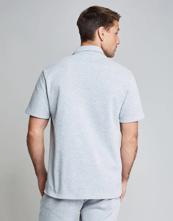 Men Threadbare Luxe Grey Marl Jersey Short Sleeve Shirt Grey Marl Threadbare Shirts