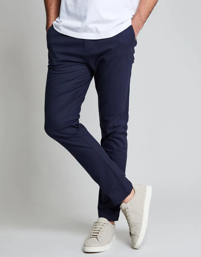 Men Threadbare Luxe Navy Check Stretch Chino Trousers Navy Threadbare Trousers and Cargos Men Threadbare Luxe Navy Check Stretch Chino Trousers Navy Threadbare Trousers and Cargos
