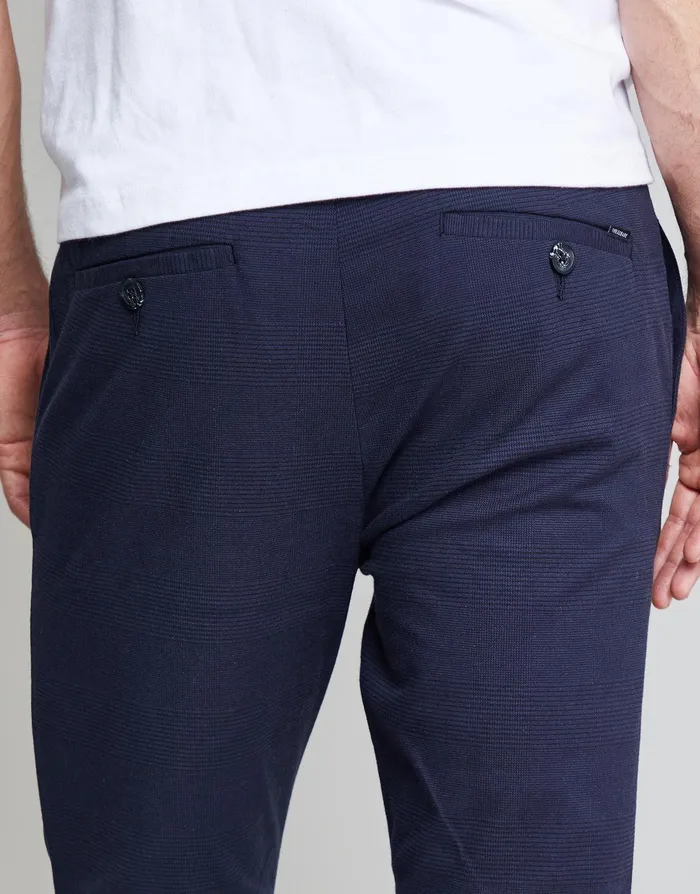 Men Threadbare Luxe Navy Check Stretch Chino Trousers Navy Threadbare Trousers and Cargos Men Threadbare Luxe Navy Check Stretch Chino Trousers Navy Threadbare Trousers and Cargos