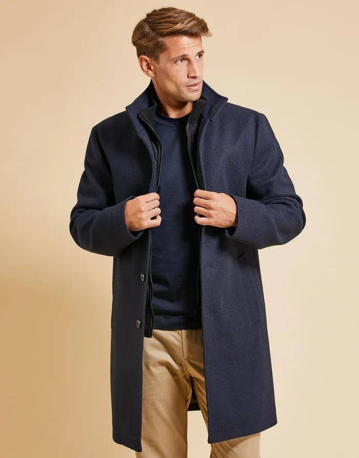 Men Threadbare Luxe Navy Funnel Neck Mock Layer Coat Navy Threadbare Jacket and Coats Men Threadbare Luxe Navy Funnel Neck Mock Layer Coat Navy Threadbare Jacket and Coats