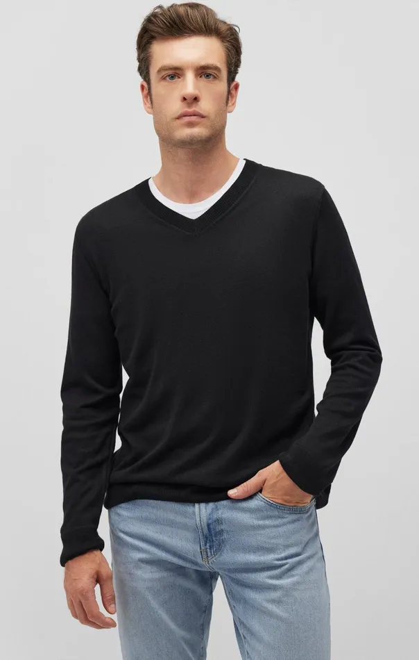 Men VNeck Sweater In Black Mavi Jeans Sweaters