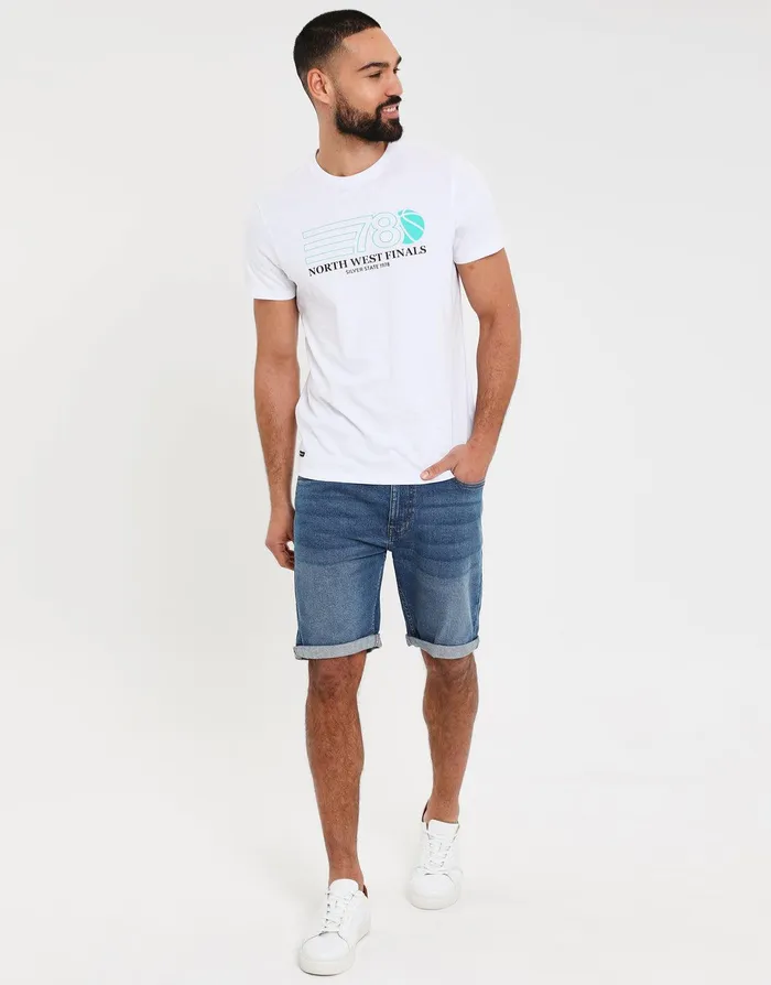 Men White Graphic Print Short Sleeve TShirt White Threadbare TShirts Men White Graphic Print Short Sleeve TShirt White Threadbare TShirts