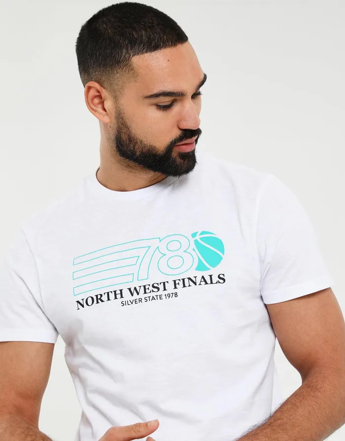 Men White Graphic Print Short Sleeve TShirt White Threadbare TShirts Men White Graphic Print Short Sleeve TShirt White Threadbare TShirts