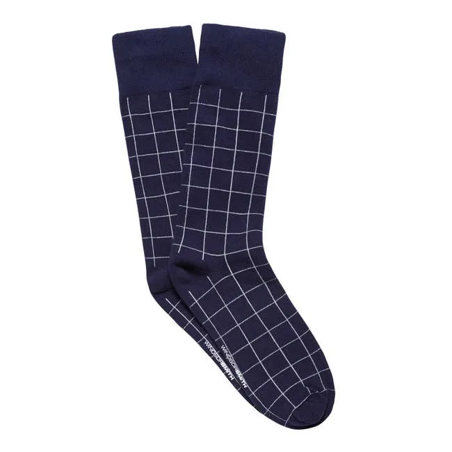 Men Window Check Men039s Dress Sock Navy Windsor Smith Socks