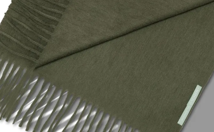 MenWomen Scarves Manolo Blahnik BARRA Khaki Cashmere Scarf