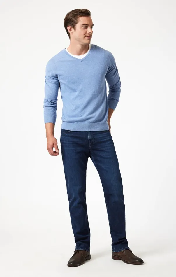 Men Zach Straight Leg In Ink Brushed Supermove Mavi Jeans Denim