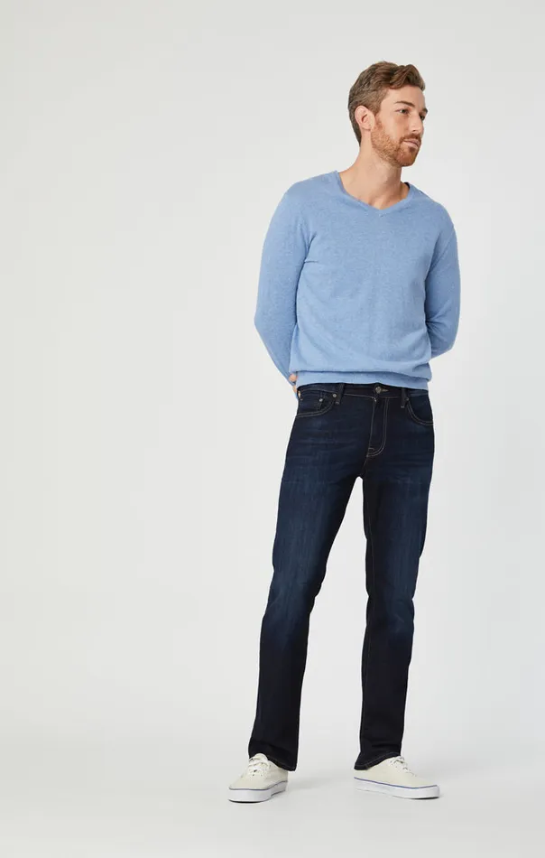 Men Zach Straight Leg In Rinse Brushed Williamsburg Mavi Jeans Denim
