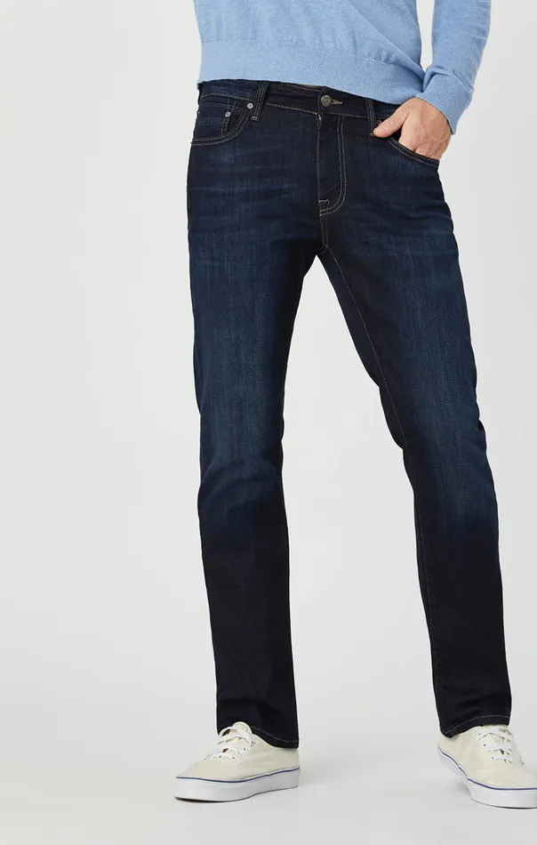 Men Zach Straight Leg In Rinse Brushed Williamsburg Mavi Jeans Denim