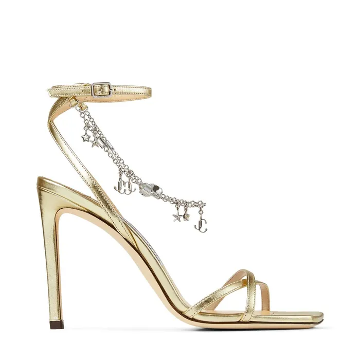 Metz 100 Gold Metallic Nappa Leather Sandals With JcChain Embellishment Dore Women JIMMY CHOO Sandals Metz 100 Gold Metallic Nappa Leather Sandals With JcChain Embellishment Dore Women JIMMY CHOO Sandals