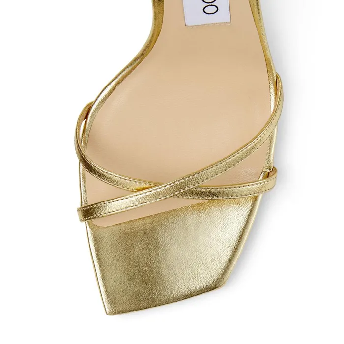 Metz 100 Gold Metallic Nappa Leather Sandals With JcChain Embellishment Dore Women JIMMY CHOO Sandals