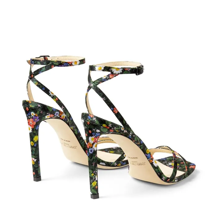 Metz 100 Multicolour DitsyPrint Silk Sandals Multi Women JIMMY CHOO Sandals