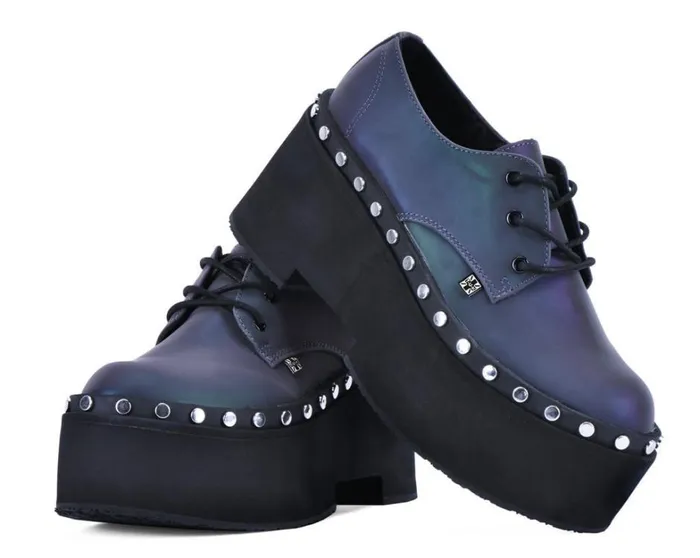 Midnight Chameleon Dino Flat Platform Women TUK Shoes Platforms Midnight Chameleon Dino Flat Platform Women TUK Shoes Platforms