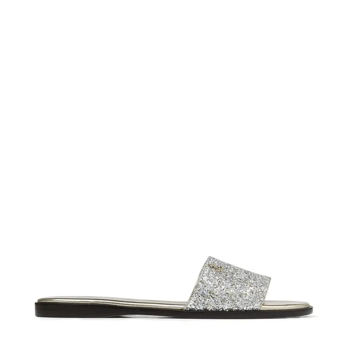Minea Flat Champagne Coarse Glitter Fabric Flats With Jc Emblem Champagne Women JIMMY CHOO Flats Minea Flat Champagne Coarse Glitter Fabric Flats With Jc Emblem Champagne Women JIMMY CHOO Flats