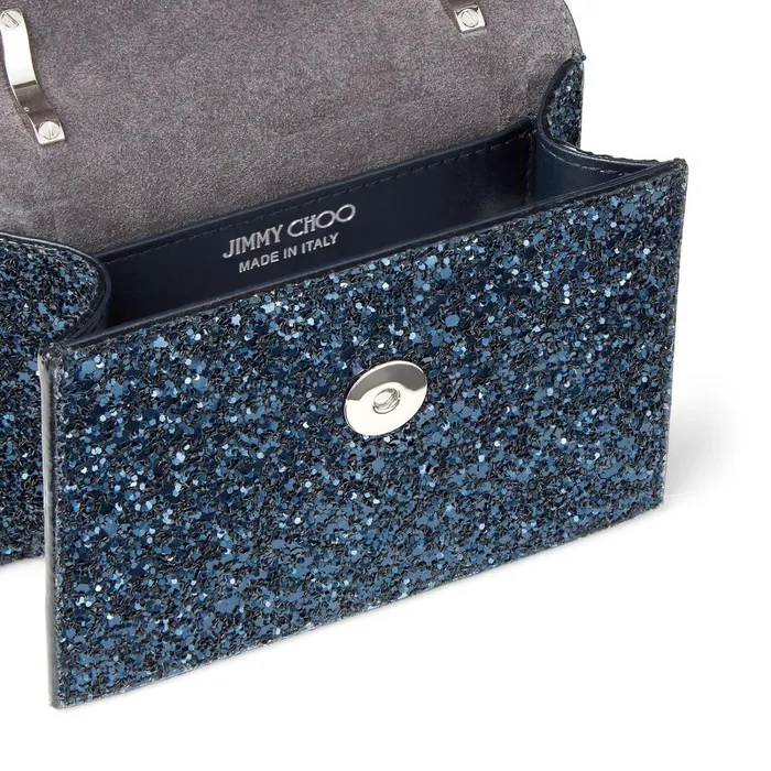 Mini Paris Navy Coarse Glitter Fabric Super Mini Bag With Metal Buckle Navy Women JIMMY CHOO Mini Bags