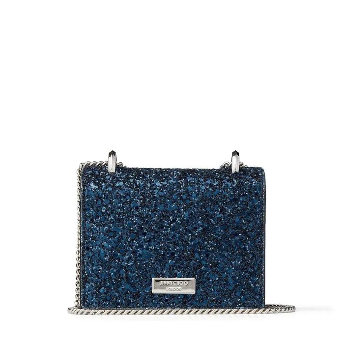 Mini Paris Navy Coarse Glitter Fabric Super Mini Bag With Metal Buckle Navy Women JIMMY CHOO Mini Bags