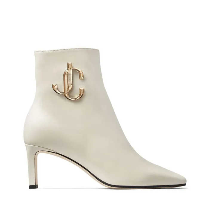 Minori 65 Latte Calf Leather Ankle Bootie With Gold Jc Logo Latte Women JIMMY CHOO Boots Minori 65 Latte Calf Leather Ankle Bootie With Gold Jc Logo Latte Women JIMMY CHOO Boots