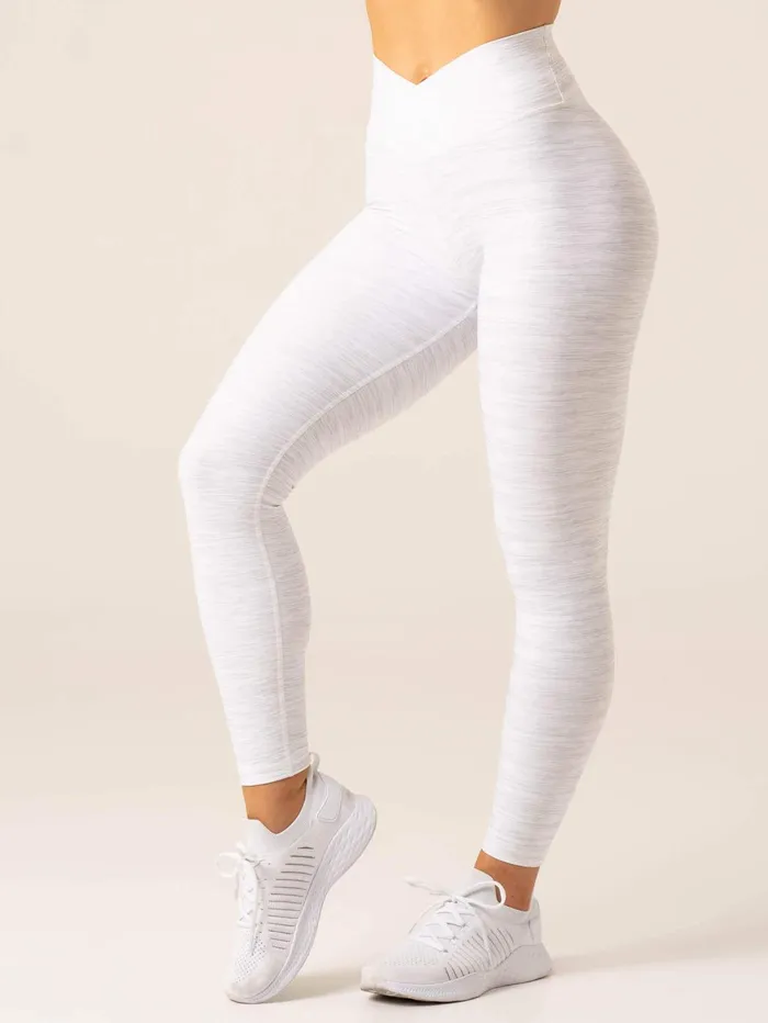 Momentum Cross Over Scrunch Leggings 8211 Snow Grey Marl Women Ryderwear Leggings