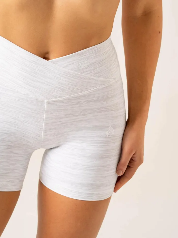 Momentum Cross Over Scrunch Shorts 8211 Snow Grey Marl Women Ryderwear Gym Shorts